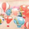 Dekoratif Renkli Kağıt Dilek Feneri Balonu Renkli Uçan Balon