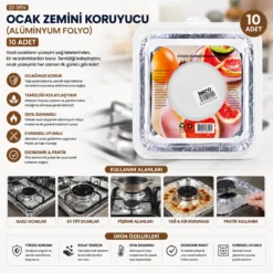 10PCS 20.5CM OCAK ZEMİNİ KORUYUCU ALÜMİNYUM FOLYO