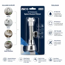 12 ADET MUSLUK UCU FİLTRESİ 2 FONKSİYONLU SPİRALLİ YAYLI - 360° DERECE DÖNEBİLEN BAŞLIK 16-19MM CAŞLIK ÇAPI
