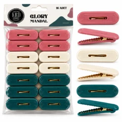 16PCS ÇAMAŞIR MANDALI RENKLİ PLASTİK - KABARTMA DESENLİ