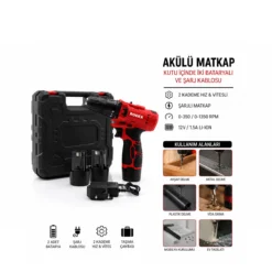 2 KADEME HIZ - VİTESLİ ŞARJLI MATKAP 0-350 / 0-1350 RPM 12V / 1.5A LI-ION RDX-3322