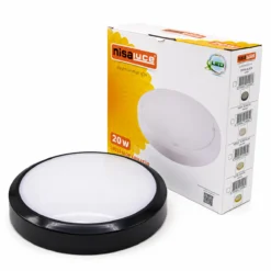 20W SİYAH METAL KASA SIVA ÜSTÜ YUVARLAK LEDLİ GLOP ARMATÜR IP20 6500K - 1800Lm E1212/S