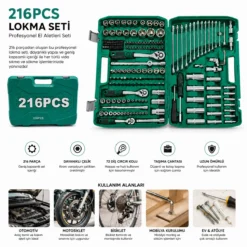 216PCS LOKMA SETİ LOKMA - SOKET - BİTS ADAPTÖR - 3AD.CIRCIR KOLU PLASTİK ÇANTALI