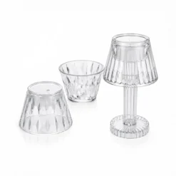 24 ADET KRİSTAL DAMLALI MUMLUK - MASA LAMBA ABAJUR MİNİ PİLLİ