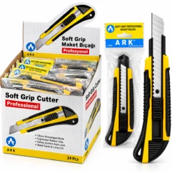 24 ADET LÜX PLASTİK GRİP FALÇATA MAKET BIÇAK 18MM ÇELİK BIÇAK