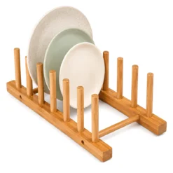 2PCS BAMBU - AHŞAP TEZGAH ÜSTÜ TABAKLIK - BULAŞIKLIK