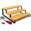 3 BASAMAKLI AHŞAP - BAMBU TEZGAH ÜSTÜ BAHARATLIK - DÜZENLEYİCİ STAND 29.5X23.5X10.5CM