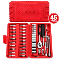46 PARÇA LOKMA SETİ 1/4 INC BİT - 6GEN SOKET - CIRCIR KOLU - UZATMA-KAYDIRMA ÇUBUKLARI PLS.KUTULU