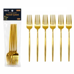60 PARÇA GOLD YEMEK ÇATAL SETİ 21CM - 1 PAKET İÇİNDE 6 ADET VARDIR - 10 PAKET GÖNDERİLİR