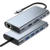 8in1 Type-C Çoklayıcı Hub HDMI 4K USB 3.0 SD TF Kart RJ45 Ethernet Dönüştürücü Adaptör