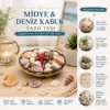 AHŞAP YUVARLAK SEPET - FİLELİ RENKLİ MİX MİDYE - DENİZ KABUK VAZO TAŞI