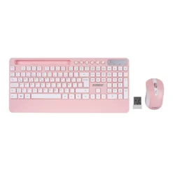 BEYAZ - PEMBE KABLOSUZ KLAVYE - MOUSE SETİ TABLET - TELEFON STANDLI Q KALVYE