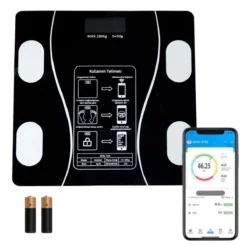 Dijital Baskül Yağ Ölçer Fonksiyonlu Akıllı Baskül Bluetooth Bağlantılı Tartı