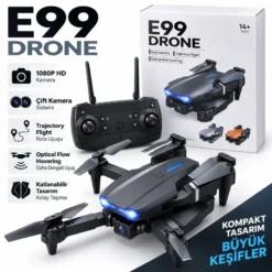 HD Kameralı E99 Pro Drone - 4K Çift Kamera 25 Dakika 200M Mesafe Başsız Model Gece Uçan WIFI Katlanabilir Drone
