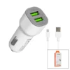 İPHONE - KABLOLU  OTO - ARAÇ ÇAKMAKLIK ŞARJ BAŞLIK SET  3.1A - 15.5W - 1MT KABLO  HY-X44