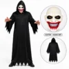 Kanlı Gülüş Maskeli Siyah Kapüşonlu Kostüm Seti 140 cm