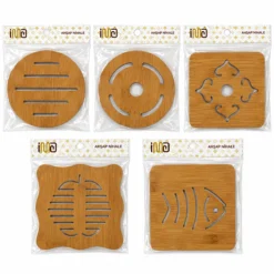 KARE=16.4X16.4CM - YUVARLAK:16.4CM MIX DESEN BAMBU - AHŞAP NİHALE - HERHANGİ BİR MODEL GÖNDERİLİR
