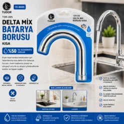 KUĞU EVYE - LAVABO KISA DELTA MİX BATARYA BORUSU KROM KAPLAMA - VAKUMLU - SÜZGEÇLİ UÇ