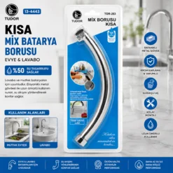 KUĞU EVYE - LAVABO KISA MİX BATARYA BORUSU KROM KAPLAMA - VAKUMLU - SÜZGEÇLİ UÇ