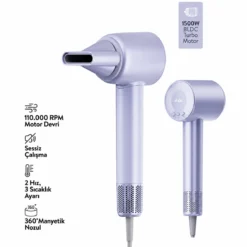 MAVİ BLDC TURBO MOTOR SAÇ KURUTMA - ŞEKİL MAKİNESİ 1500W 3-KDM.HIZ 4-KDM.ISIAYAR=SICAK-ILIK-HAFİF-SOĞUK SHD-1739