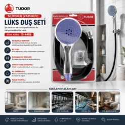 MİLANO VAKUMLU - SİLİKON LÜKS DUŞ SETİ DUŞ BAŞLIK=MİX SİLİKON HORTUM=1.5MT MAFSAL=3 KADEME