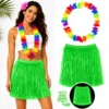Neon Yeşil Hawaii Etek 40 cm ve Rengarenk Hawaii Kolye