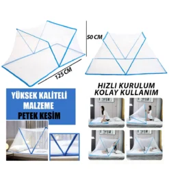 SİNEK KORUYUCU CİBİNLİK - TÜL ÇOCUK - BEBEK PORTATİF KULLANIM 50X125CM