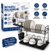 SİYAH - METAL 2 KATLI TABAKLIK - BULAŞIKLIK
