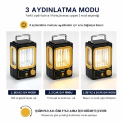 SOLAR - GÜNEŞ ENERJİLİ USB ŞARJLI NOSTALJİ SOLAR LAMBA 1500mAh HS-234