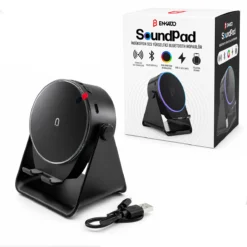 SOUNDPAD 5IN1 - 5W - 2000mAh TEMAS İLE SES YÜKSELTME - TELEFON STAND - USB-C ŞARJ SİYAH İNDİKSİYON SES YÜKSELTİCİ BLUETOOTH HOPARLÖR SPEAKER EKD-S10
