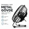 USB ŞARJLI - METAL GÖVDE 14.5X7.5X15CM MİNİ MASAÜSTÜ FAN - VANTİLATÖR EFN-482