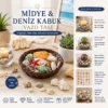 YUVARLAK AHŞAP SEPET RENKLİ MİX MİDYE - DENİZ KABUK VAZO TAŞI